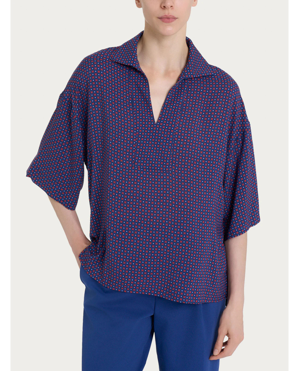 Ragno Blusa con colletto e micro pattern in Ecoseta - Fant. Salsa DQ22SF