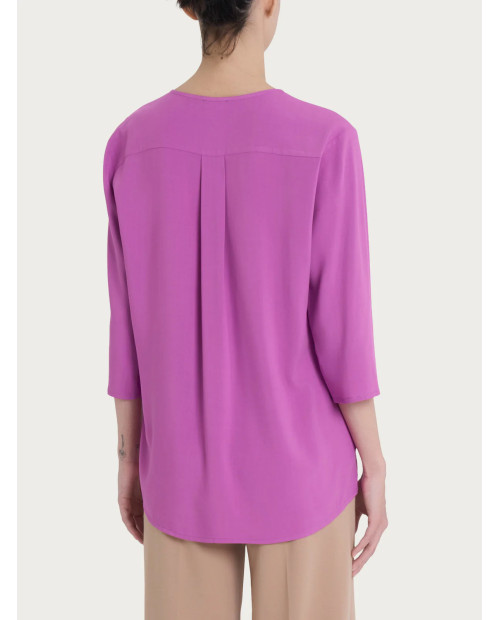 Ragno Blusa con scollo a V e manica 3/4 in Ecoseta - Orchidea DP33SW