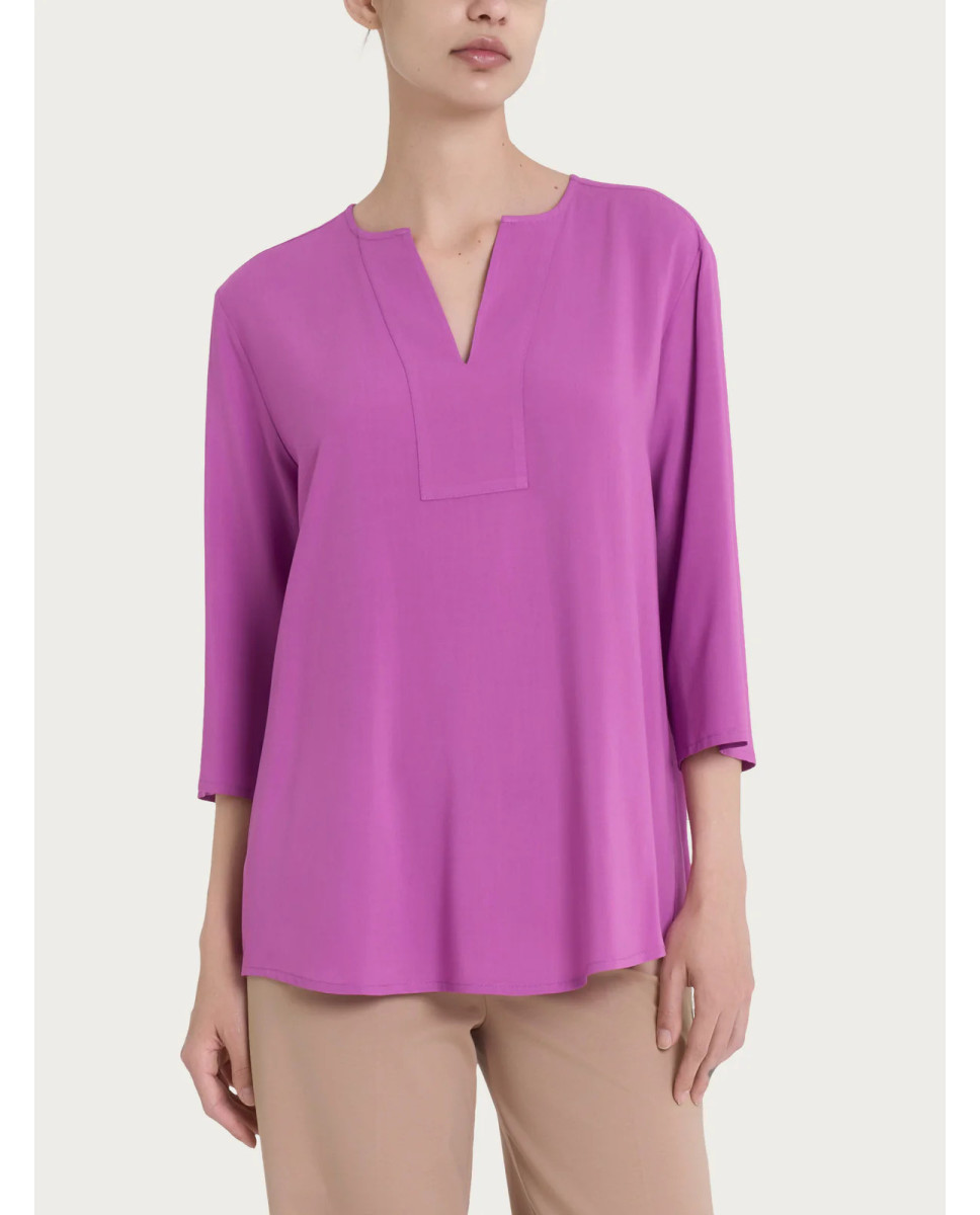 Ragno Blusa con scollo a V e manica 3/4 in Ecoseta - Orchidea DP33SW