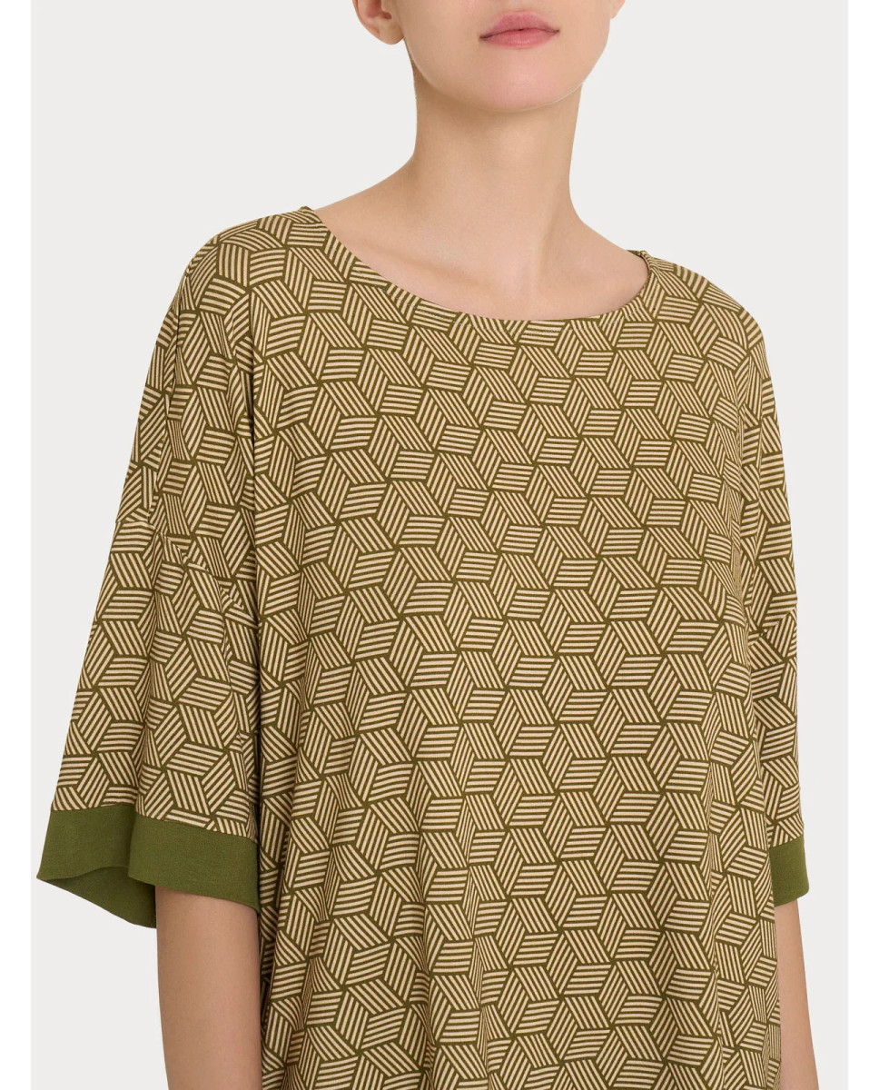 Ragno Maglietta con cubi e ampio girocollo in Viscosa Summer - Fant. Sphagnum DP93TW