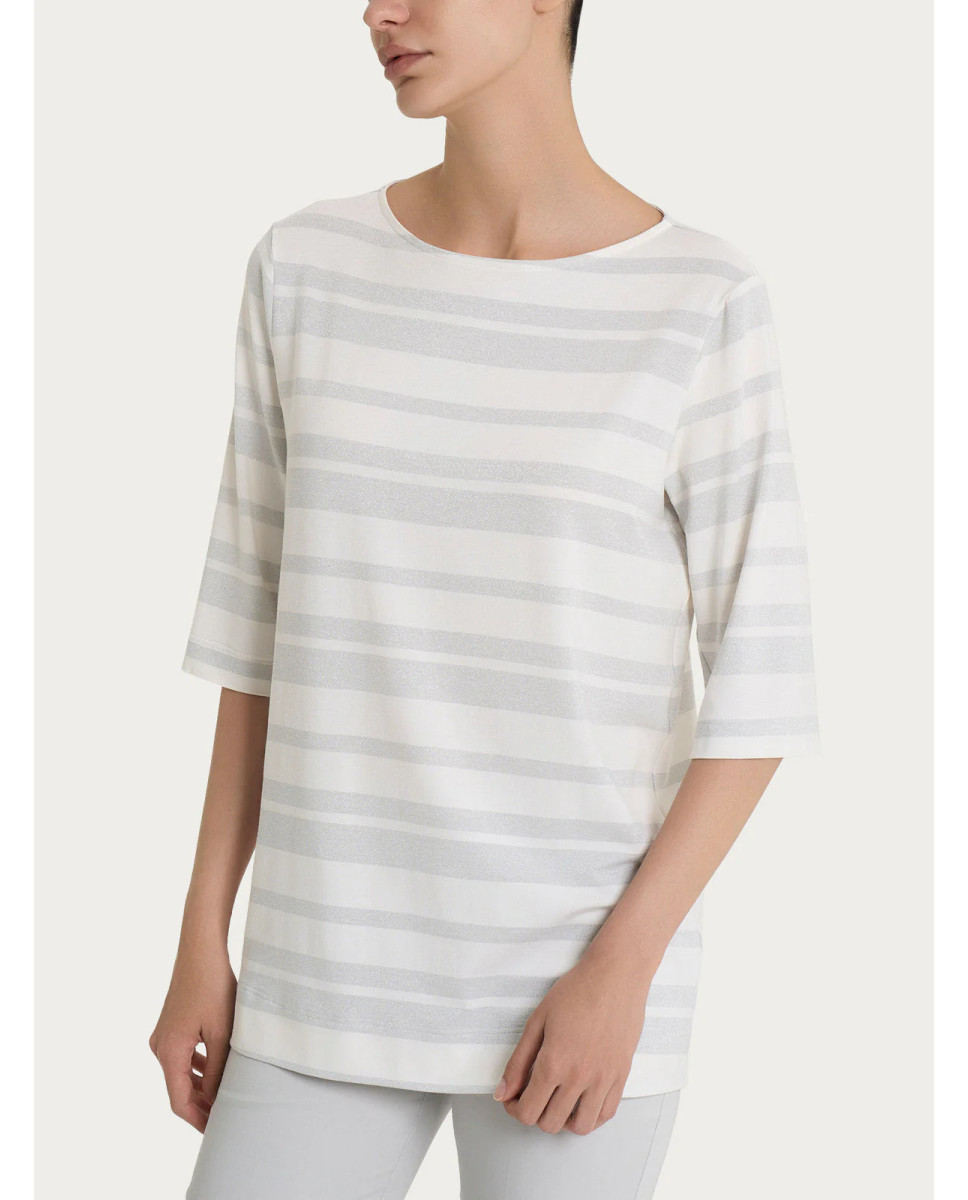 Ragno Maglietta con stripes in Viscosa Summer e Lurex DP77TW B