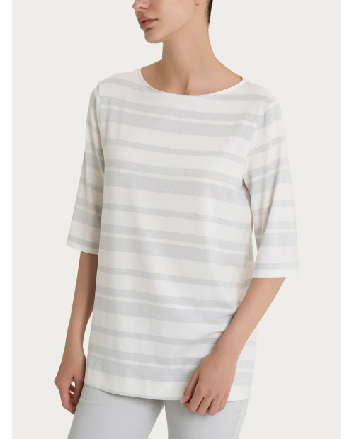 Ragno Maglietta con stripes in Viscosa Summer e Lurex DP77TW B