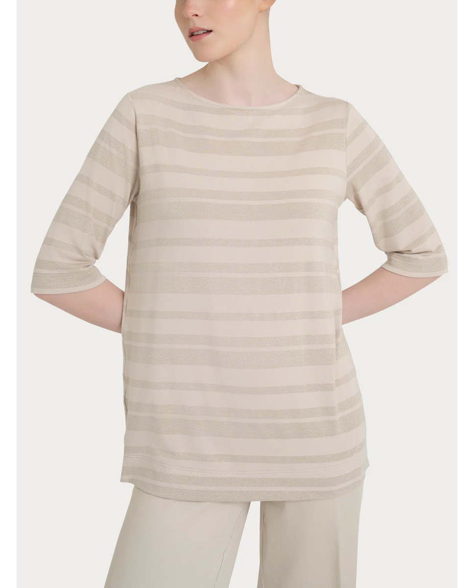 Ragno Maglietta con stripes in Viscosa Summer e Lurex DP77TW