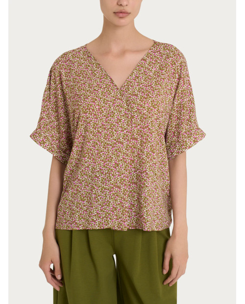 Ragno Blusa con geometric pattern e manica kimono in Ecoseta - Fant. Cattle DP33SWya Orchid