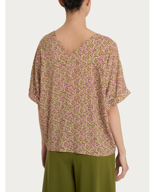 Ragno Blusa con geometric pattern e manica kimono in Ecoseta - Fant. Cattle DP33SWya Orchid