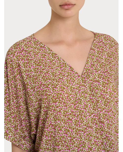 Ragno Blusa con geometric pattern e manica kimono in Ecoseta - Fant. Cattle DP33SWya Orchid