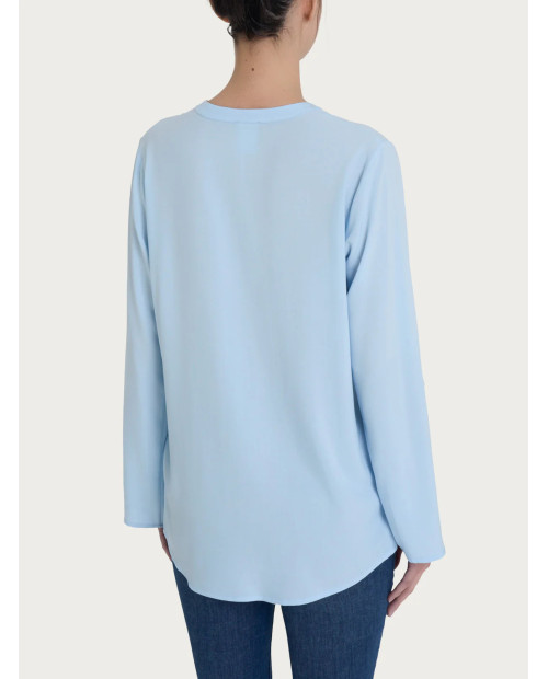 Ragno Blusa con collo alla coreana e manica risvoltabile in Ecoseta - Skyway DP34SJ