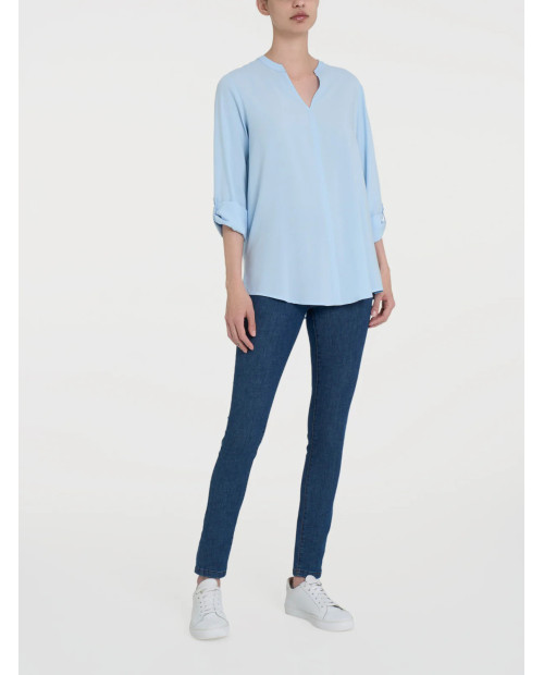 Ragno Blusa con collo alla coreana e manica risvoltabile in Ecoseta - Skyway DP34SJ