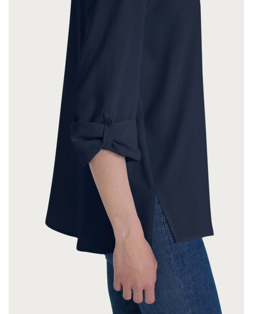 Blusa Ragno con collo alla coreana e manica risvoltabile in Ecoseta DP34SJ